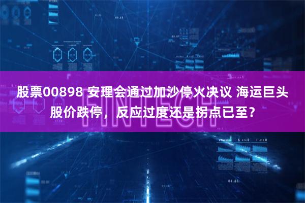 股票00898 安理会通过加沙停火决议 海运巨头股价跌停，反应过度还是拐点已至？